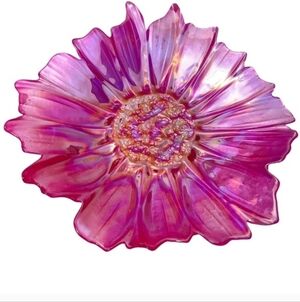 AKCAM Opalescent Pink Luster Floral Decorative Bowl Plate Turkey Iridescent,